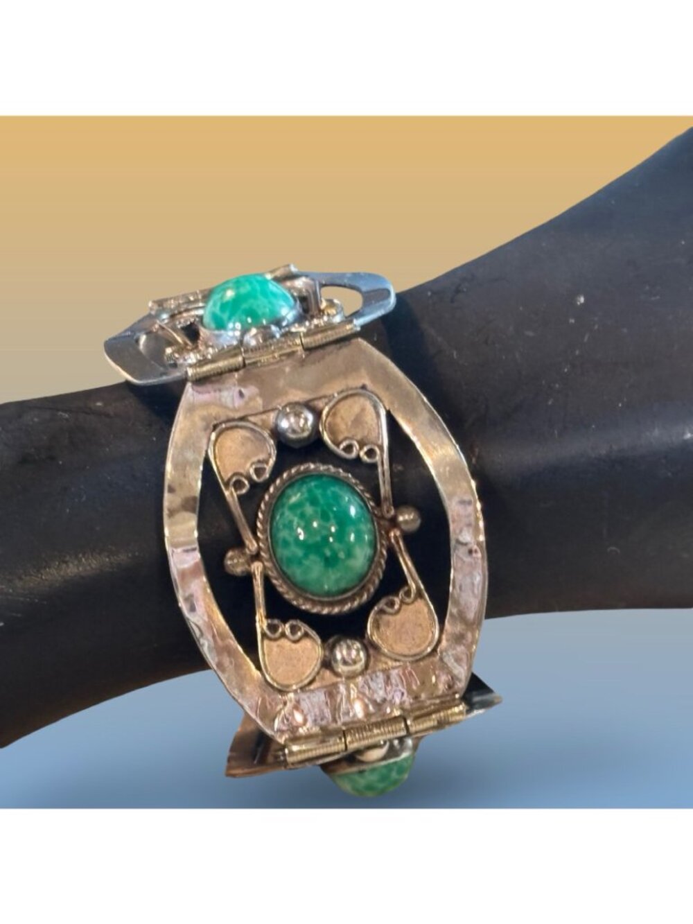 Authentic Sign Taxco Sterling Silver Turquoise Large Link Bracelet & Necklace - Picture 6 of 14
